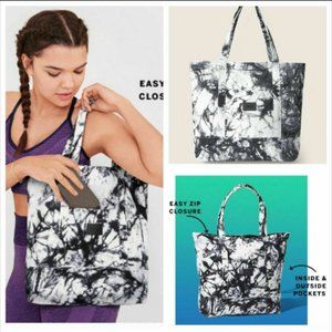Victoria's Secret PINK Canvas Black & White Tie Dye Tote Bag, NEW!.